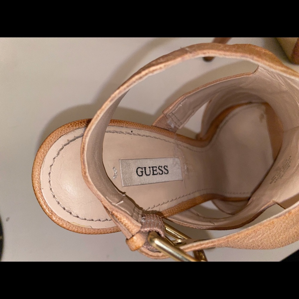 Guess Natural Leather Heels with Strap Size 7M these are gently worn.Very soft. - Picture 7 of 15